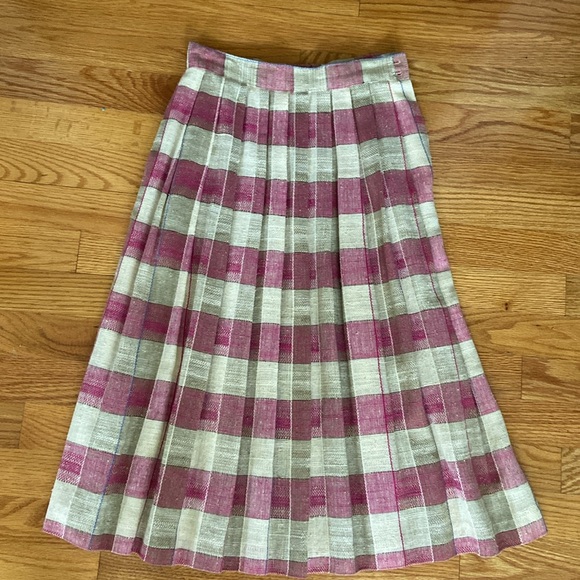 C’est Petite EUC Vintage Pleated Flax Blend Skirt - Picture 2 of 9